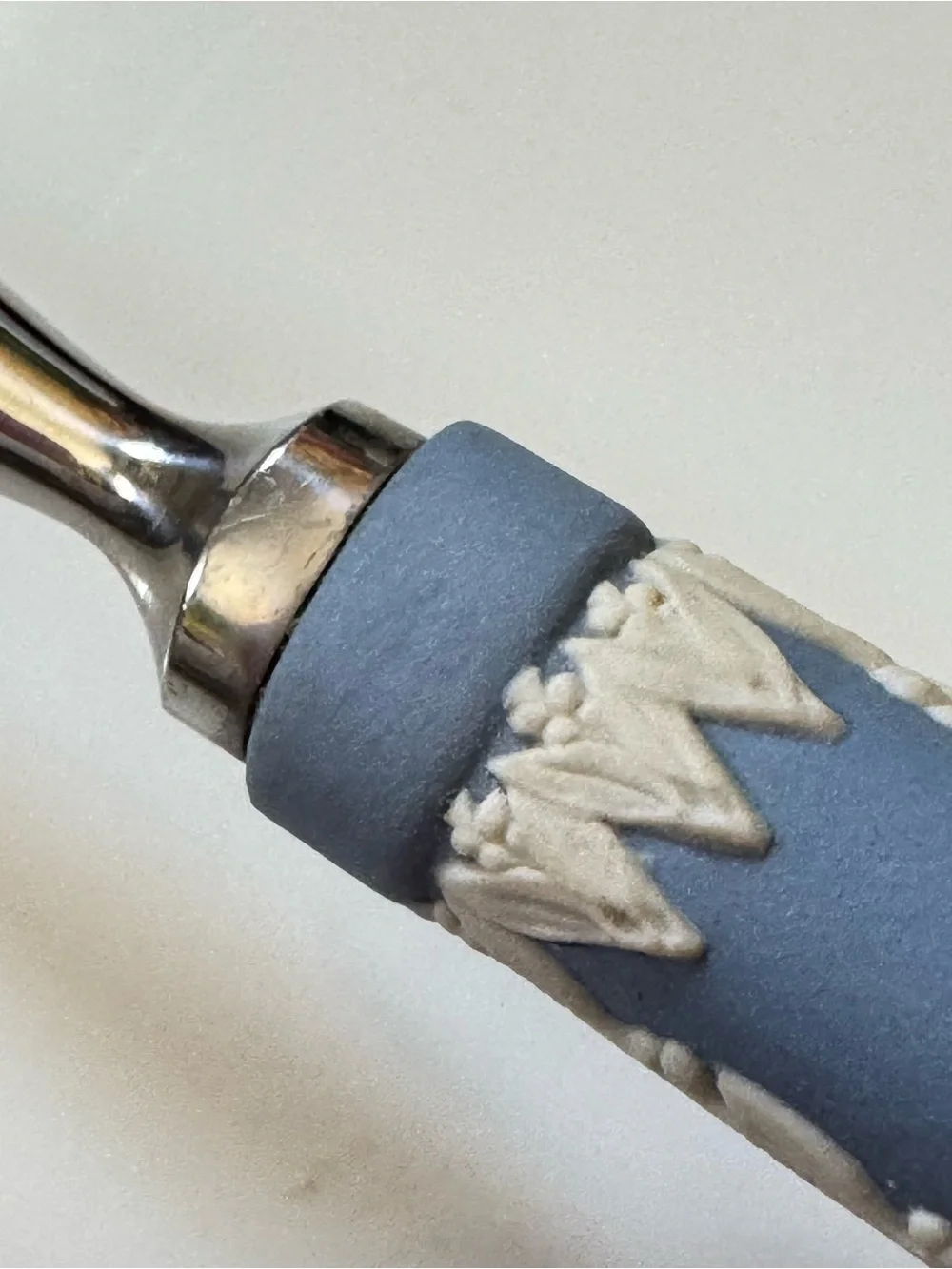 Wedgwood Cream on Lavender Blue Jasperware Cake Knife & Pickle Fork Set England